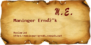 Maninger Ernák névjegykártya